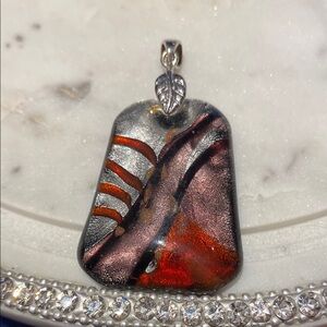 Elegant Silver and Red Pendant Necklace